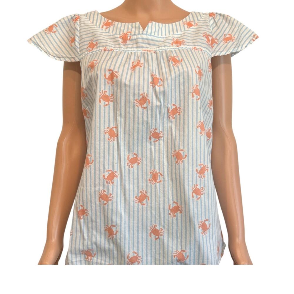 ModCloth XL crab striped back button lightweight blouse top TS 2715